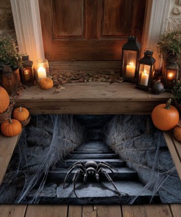 Arachnid Terror Halloween Doormat — Giant Spider Entrance Mat, Durable Non-Slip Welcome Rug For Spooky Seasonal Displays