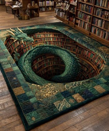 Intricate Dragon-Spiral Decorative Area Rug - Plush, Fade-Resistant Accent Rug For Living Room, Bedroom & Home Office Comfort