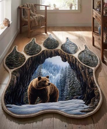 Custom-Shaped Arctic Bear Cutout Rug - Unique Polar Bear Floor Mat For Nursery, Playroom Or Themed Spaces With Non-Slip Backing