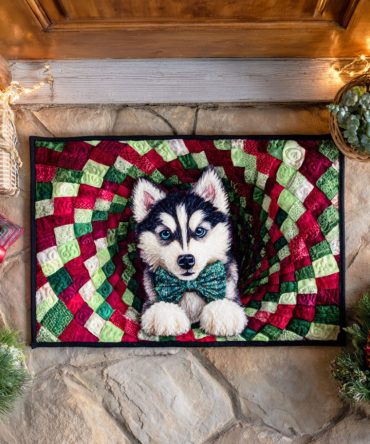 Arctic Husky Welcome Mat: Premium Coir Dog Door Mat For Winter, Stain & Fade-Resistant Design, Non-Skid Backing For Entryways