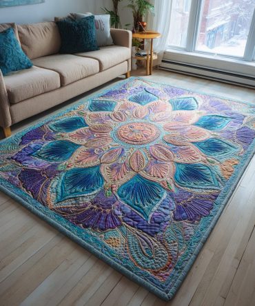 Arctic Mandala Round Area Rug - Intricate Circular Pattern Rug For Boho, Meditation Spaces, Living Rooms & Bedrooms, Stain-Resistant Finish