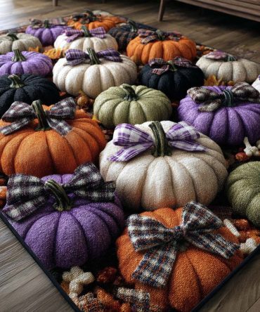 Cozy Fall Bow Patch Area Rug — Soft, Durable Autumn Decorative Floor Accent For Living Room, Entryway & Seasonal Home Decor