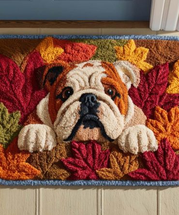 Autumn Bulldog Doormat — Cute Fall-Themed Welcome Mat With Durable Coir Surface, Outdoor/Indoor Porch Rug For Pet Lovers & Seasonal Decor