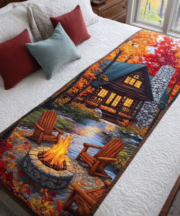 Autumn Glow Quilted Bed Runner - Warm Fall Colors & Quilt Texture For Cabin Or Farmhouse Bedrooms, Seasonal Bedding Accent In Rich Harvest Tones