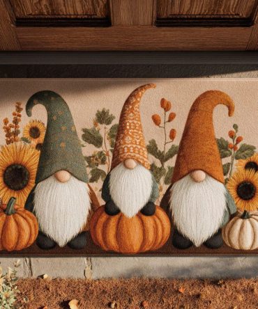 Autumn Companions Coir Welcome Mat - Fall Harvest Doormat, Durable Outdoor/Indoor Entry Rug With Seasonal Leaf & Animal Design