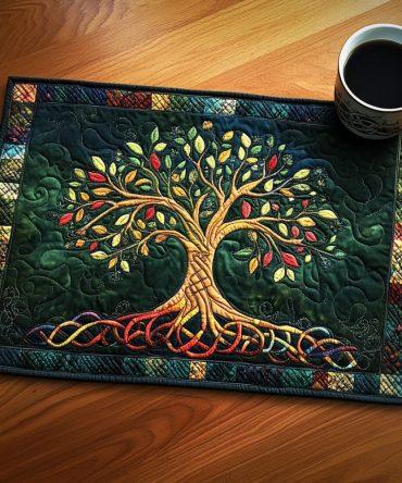 Autumn Glow Quilted Table Placemat — Cozy Fall Dining Accent, Padded Quilted Fabric, Heat-Resistant & Machine-Washable for Thanksgiving Tables