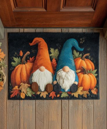 Autumn Gnome Front Door Mat — Whimsical Seasonal Welcome Doormat For Fall Entryway, Durable Indoor/Outdoor Mat, Weather-Resistant