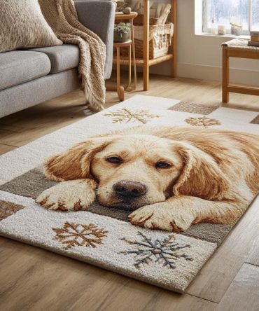 Autumn Golden Decorative Rug — Warm Gold-Toned Fall Area Rug, Soft Low-Pile Floor Accent For Living Room & Seasonal Styling