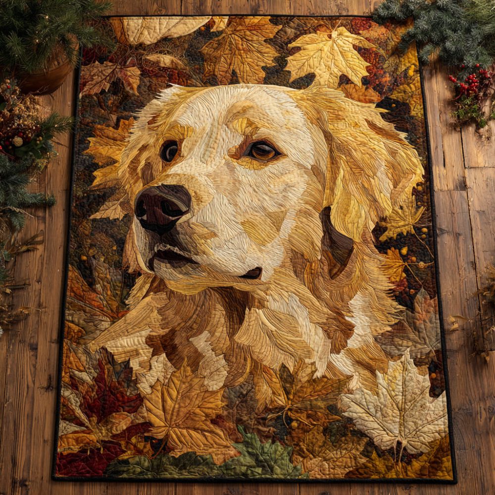 Golden Retriever Fall Area Rug — Charming Dog-Themed Autumn Rug, Pet-Friendly Durable Floor Accent For Dog Lovers & Family Rooms