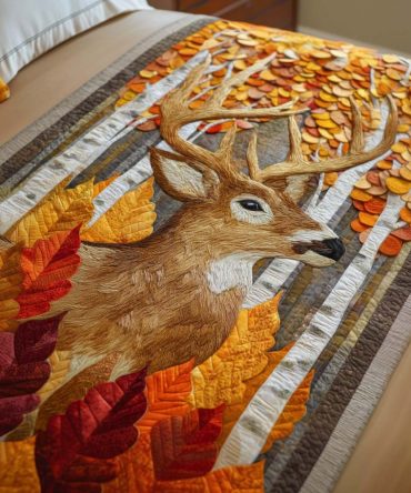 Cozy Autumn Quilted Bed Runner — Reversible Fall Bedding Accent For King & Queen Beds, Luxurious Decorative Scarf