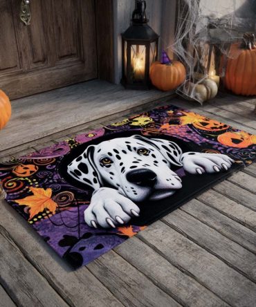 Autumn Spirit Festive Doormat — Dalmatian Spot Fall Welcome Mat For Porch & Entry, Weatherproof Outdoor Rug With Non-Slip Backing