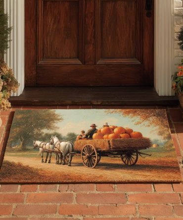 Autumn Horse Western Welcome Mat — Rustic Fall Horse Doormat For Porch, Garage & Country Home Entryway, Premium Printed Seasonal Accent