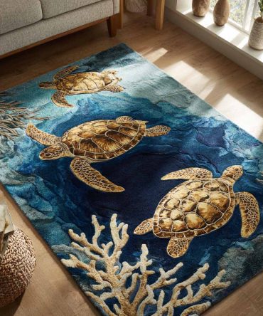 Azure Drift Area Rug — Serene Ocean Blue Modern Rug, Soft Low-Pile Floor Accent For Living Room, Coastal & Minimal Décor