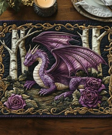 Azure Scales Quilted Placemat - Teal Blue Geometric Scales, Modern Coastal Table Decor, Durable Cotton, Machine Washable