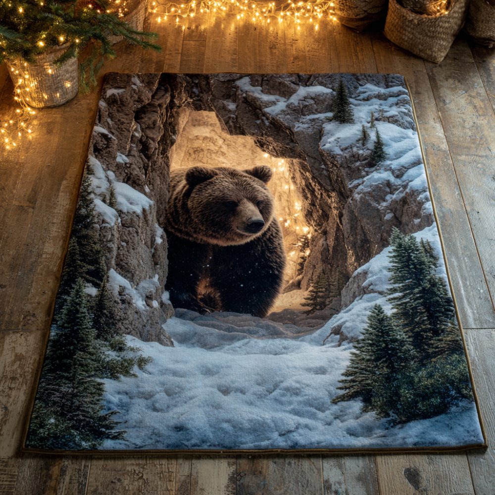 Bear Canyon Quest Area Rug — Rustic Lodge Area Rug For Cabin & Living Room, Durable Wildlife Accent Rug For Entryway And Family Room