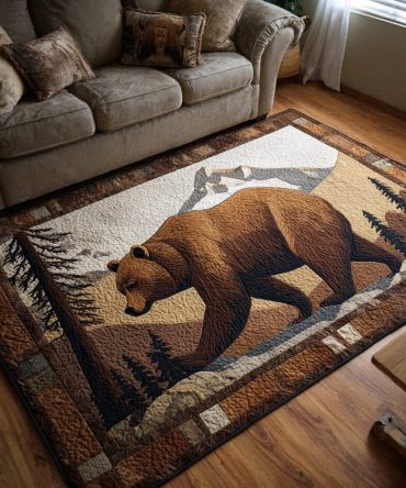 Bear Haven Area Rug — Rustic Retreat Area Rug For Cabin & Living Room; Soft, Durable Wildlife Accent Rug To Enhance Cozy Lodge Decor