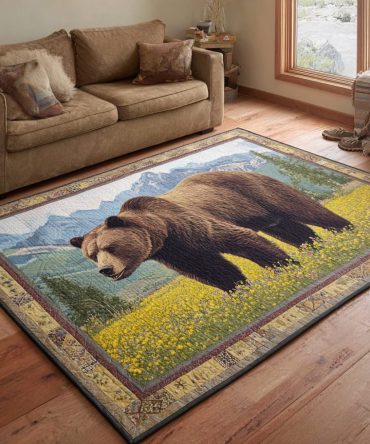 Bear Haven Area Rug — Woodland-Inspired Area Rug For Cabin, Den & Living Room; Durable Rustic Accent Rug With Cozy Lodge Styling