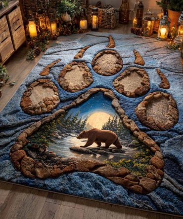 Signature Bear Paw Rug – Cute Cabin Area Rug With Durable Low-Pile Surface For Kids Rooms, Lodges & Cozy Spaces
