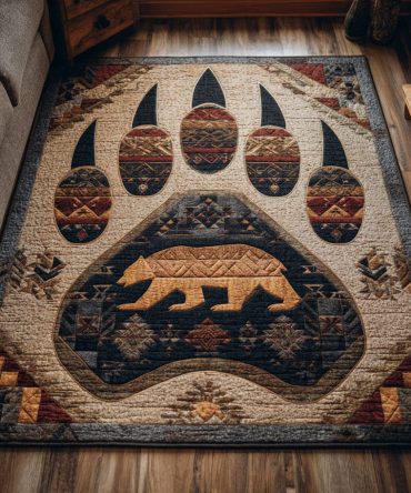 Signature Spirit Bear Rug – Bold Cabin Area Rug With Resilient Low-Pile Fibers For Everyday Comfort & Rustic Style
