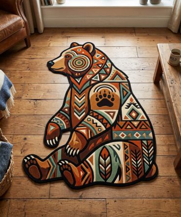 Custom Spirit Bear Shaped Rug – Unique Animal Silhouette Accent Rug For Nursery, Cabin Or Themed Rooms, Soft & Durable