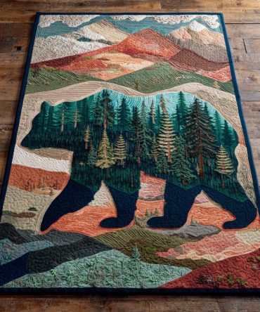 Bear Vista Trail Area Rug — Modern Rustic Cabin Runner With Outdoor Motif, Low-Pile Durable Rug For Hallways & Entryways