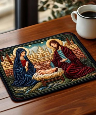 Bethlehem Dawn Quilted Dining Placemat — Sunrise-Inspired Rustic Table Mat in Earth Tones, Quilted Cotton, Durable & Machine-Washable