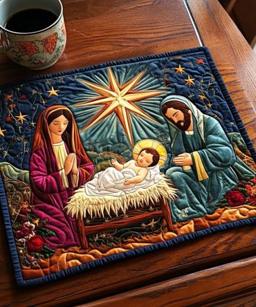 Bethlehem Peace Quilted Placemat — Nativity-Inspired Holiday Table Runner Alternative, Soft Quilted Texture, Calm Seasonal Dining Decoration