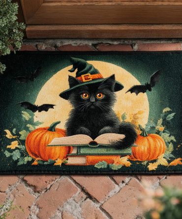 Bewitching Cat Halloween Doormat - Spooky Seasonal Coir Welcome Mat, Durable Outdoor Non-Slip Halloween Decor For Front Door And Porch