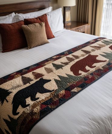 Big Paw Path Quilted Bed Runner — Adventure-Inspired Accent Throw With Paw Print Motif For Kid-Friendly & Cabin Bedrooms
