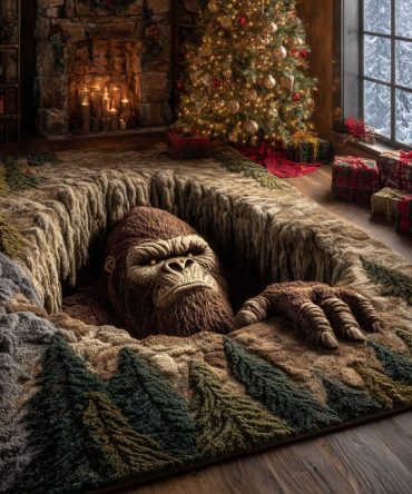 Bigfoot Jungle Guardian Area Rug — Bold Tropical Forest Rug For Eclectic Living Spaces, Durable Low-Pile Construction, Statement Accent