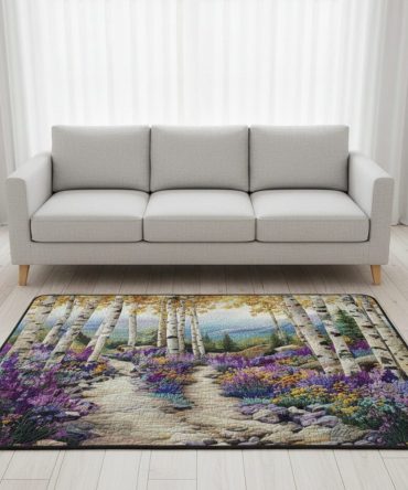 Birch Meadow Plush Floral Area Rug - Soft, Stain-Resistant Living Room Rug With Non-Slip Backing For Cozy Cabin & Farmhouse Decor