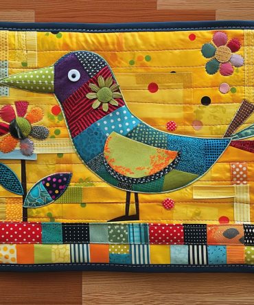 Birds of Paradise Quilted Placemat — Tropical Floral & Bird Table Decor, Machine-Washable, Durable Quilted Mat for Dining & Entertaining