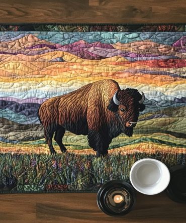 Bison Adventure Quilted Placemat — Western Bison Table Mat, Rugged Quilted Cotton for Lodge, Cabin & Rustic Dining Décor