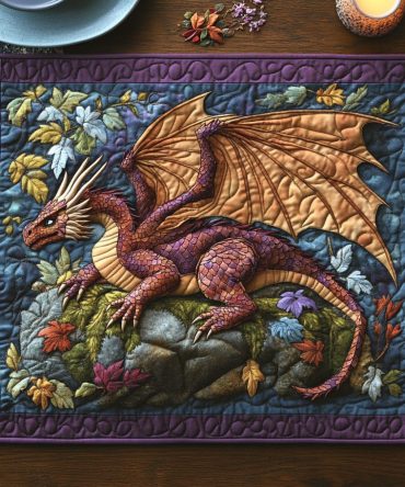 Blazing Majesty Quilted Placemat - Fiery Red Orange Design, Bold Statement Table Mat, Premium Quilted Cotton, Heat-Resistant