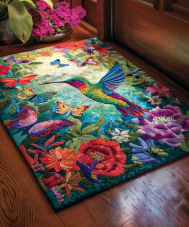 Bloom Hummingbird Welcome Mat — Floral Hummingbird Doormat For Porch, Patio & Front Door , Weather-Resistant, Durable, Non-Slip Garden Accent