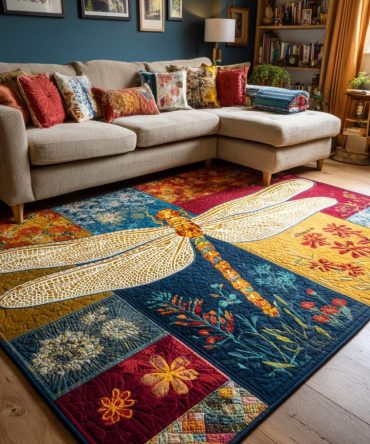 Bloom Flight Floral & Bird Area Rug - Vibrant Botanical Accent Rug, Fade-Resistant Low-Pile Surface, Easy-Care Modern Home Décor Rug