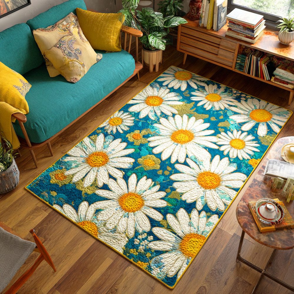 Bloom Harmony Botanical Area Rug - Soothing Floral Accent Rug With Fade-Resistant Print, Low-Pile Comfort For Living Room, Bedroom & Study
