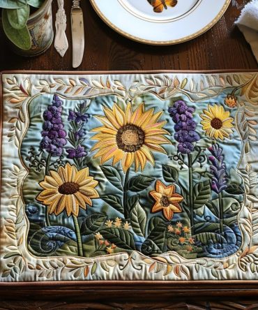 Blooming Garden Quilted Table Placemat — Vibrant Floral Prints, Protects Surfaces, Insulated & Machine Wash-Friendly
