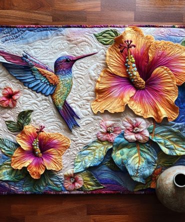 Floral Blooming Delight Quilted Placemat — Vibrant Garden Table Decor, Reversible Quilt Texture, Stain-Resistant Accent for Everyday Dining