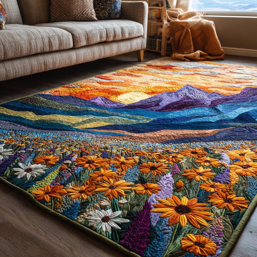 Blooming Horizon Floral Area Rug — Modern Boho Living Room & Bedroom Accent Rug, Soft Low-Pile, Durable And Stylish