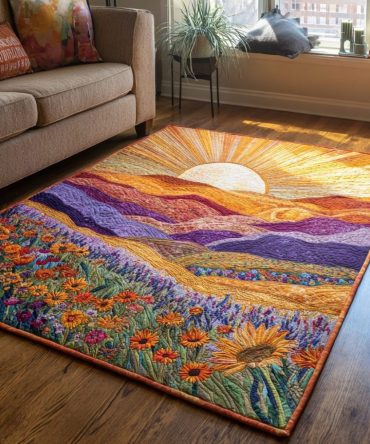 Soft Blooming Light Floral Area Rug — Contemporary Accent Rug For Living Room & Bedroom, Low-Pile, Durable & Easy-Care
