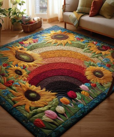 Sunfield Journey Bloom Floral Area Rug — Warm Boho Accent Rug For Living Room & Bedroom, Soft Low-Pile, Durable & Cozy