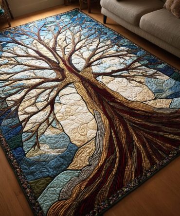 Blooming Tree Botanical Area Rug — Nature-Inspired Accent Rug For Living Room & Bedroom, Soft Low-Pile, Durable & Stylish
