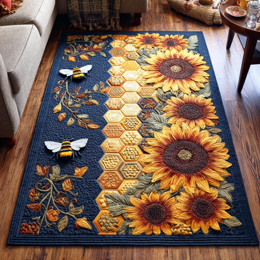 Playful Blossom Bees Floral Area Rug — Charming Kids & Living Room Accent Rug, Soft Low-Pile, Durable, Easy-Care Design