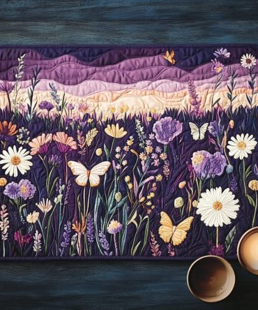 Blossom Breeze Quilted Placemat — Light Floral Dining Table Mat for Kitchen & Entertaining, Fresh Spring Design, Durable & Easy-Care