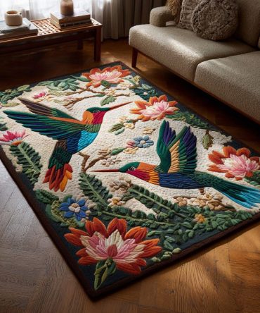 Blossom Hover Delicate Floral Area Rug — Lightweight Accent Rug For Living Room & Bedroom, Soft Low-Pile, Durable And Stylish