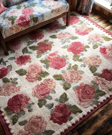 Blossom Reverie Floral Area Rug — Dreamy Romantic Accent Rug For Living Room & Bedroom, Soft Low-Pile, Durable & Elegant