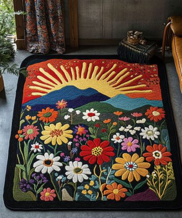 Luxury Blossom Valley Floral Area Rug — Soft Low-Pile Indoor Accent Rug For Living Room, Durable & Non-Slip