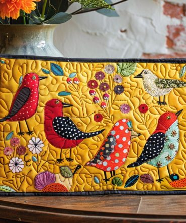 Blossoming Bird Haven Quilted Placemat — Serene Floral & Bird Table Decor, Durable Quilting, Machine-Washable & Heat-Safe for Everyday Dining