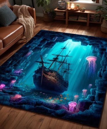 Nautical Blue Harbor Area Rug — Coastal-Inspired Indoor Rug, Soft Low-Pile, Fade-Resistant & Easy To Maintain